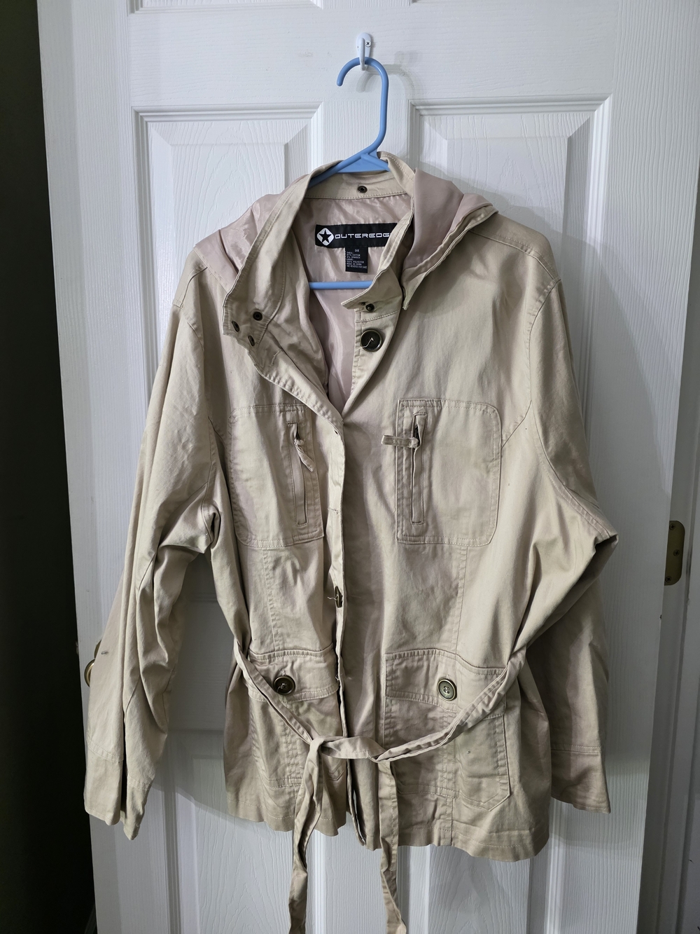 Outer Edge Women's Beige Utility Jacket with Hood
